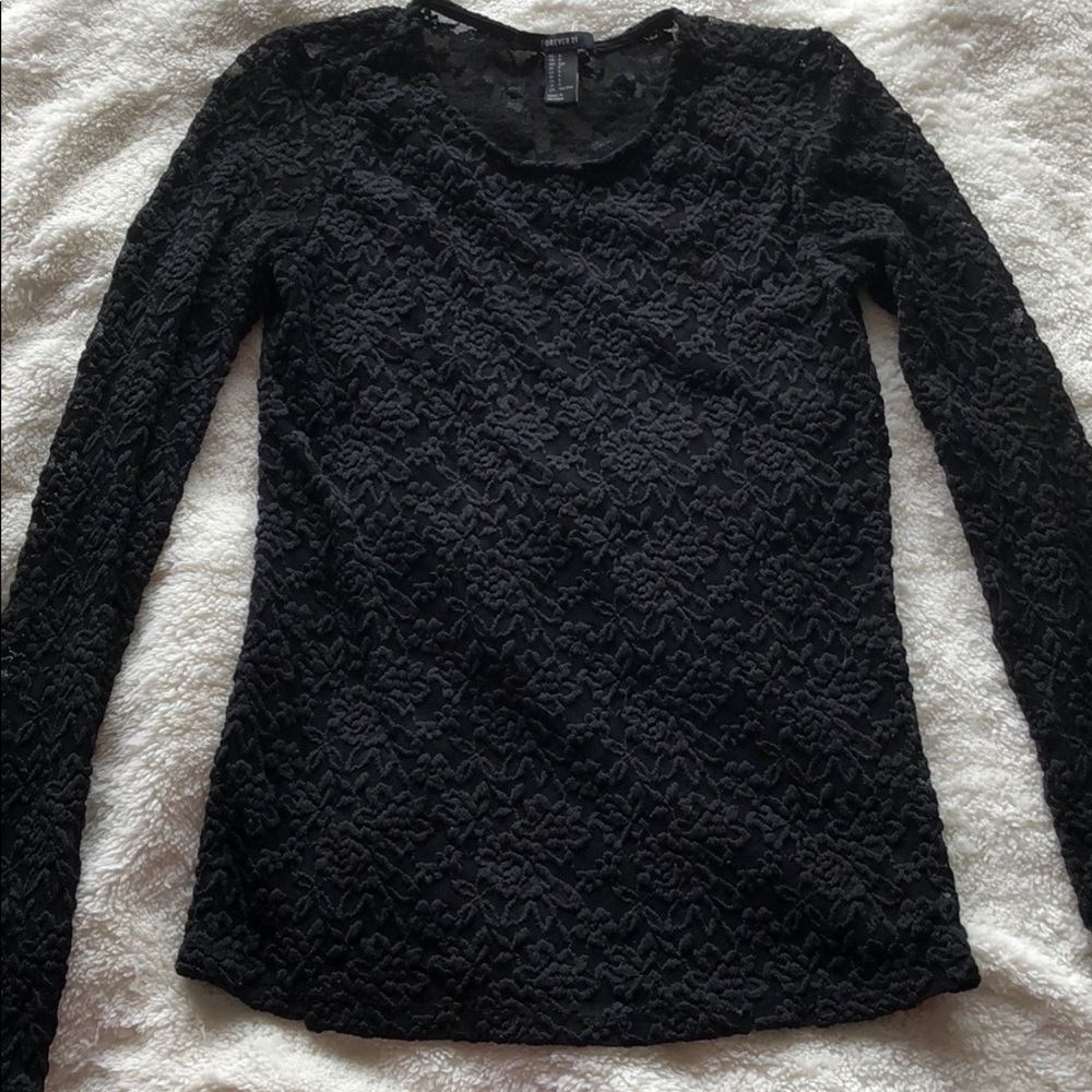 Black lace long sleeve shirt size S